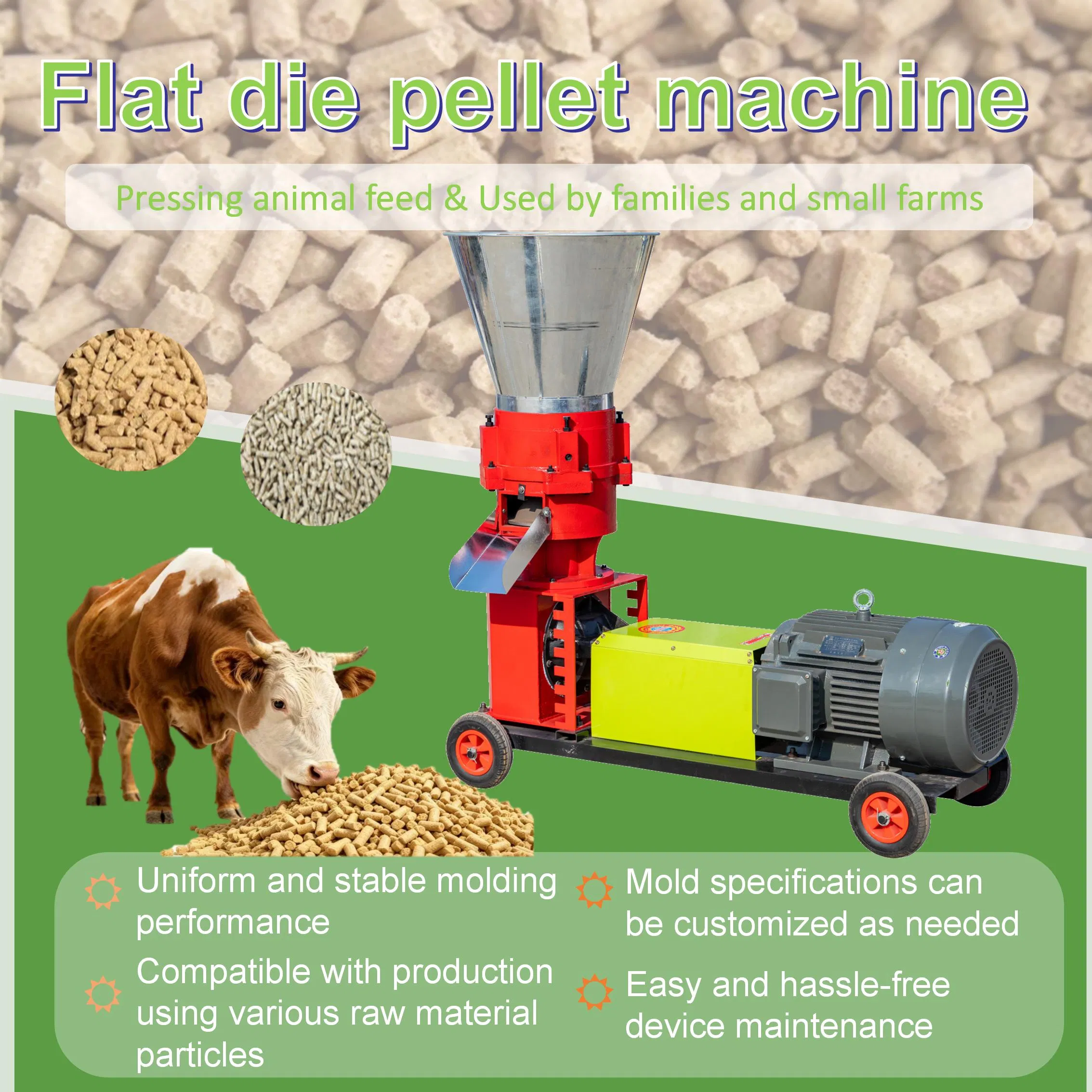 Animal Feed Flat Die Pellet Making Machine Mini Flat Die Pellet Mill