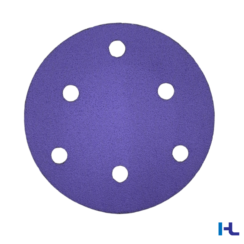 150mm 6 Inch 8/15 Holes Purple Hook & Loop Ceramic Abrasive Sanding Disc Compatible with 3M 775L