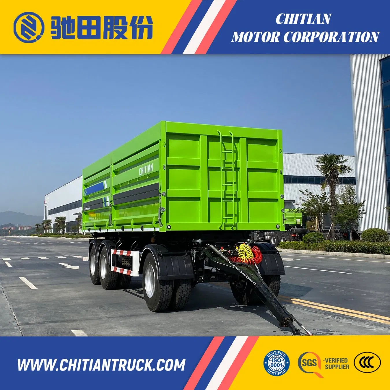 Three-Axle Side Tipping Dump Train Truck and Trailer for Construction Operations