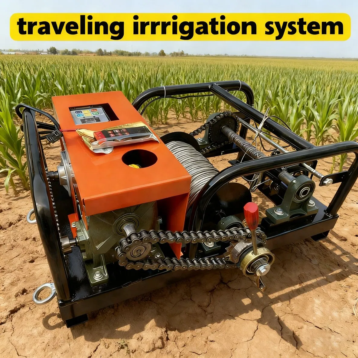 Remote Control Traveling Irrigator Sprinkler Irrigation System Efficient Electric Winch