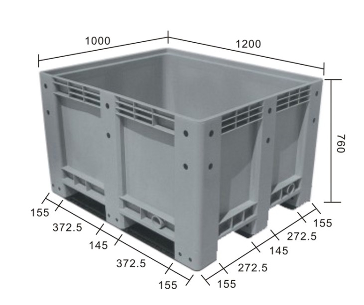 Grand bac de rangement en plastique pour palettes