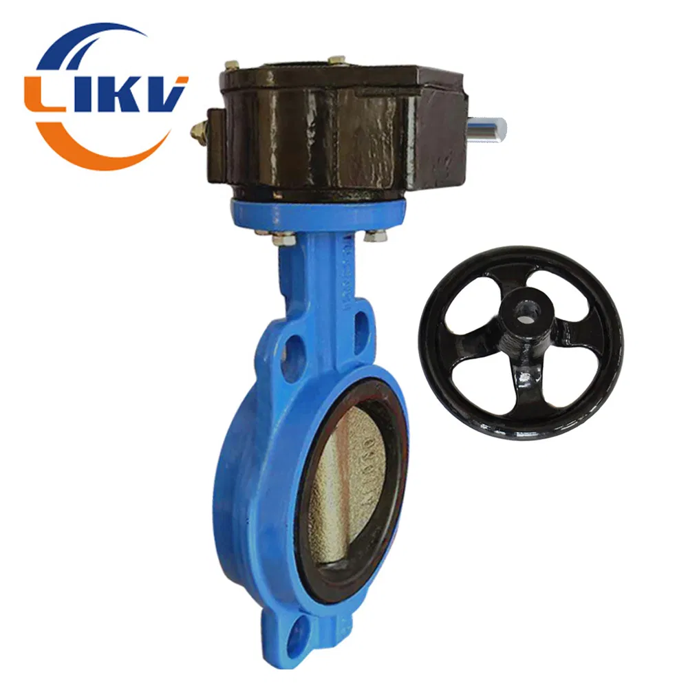 24 Inch Turbine Hand Wheel Ductile Iron Wafer Type Butterfly Valve