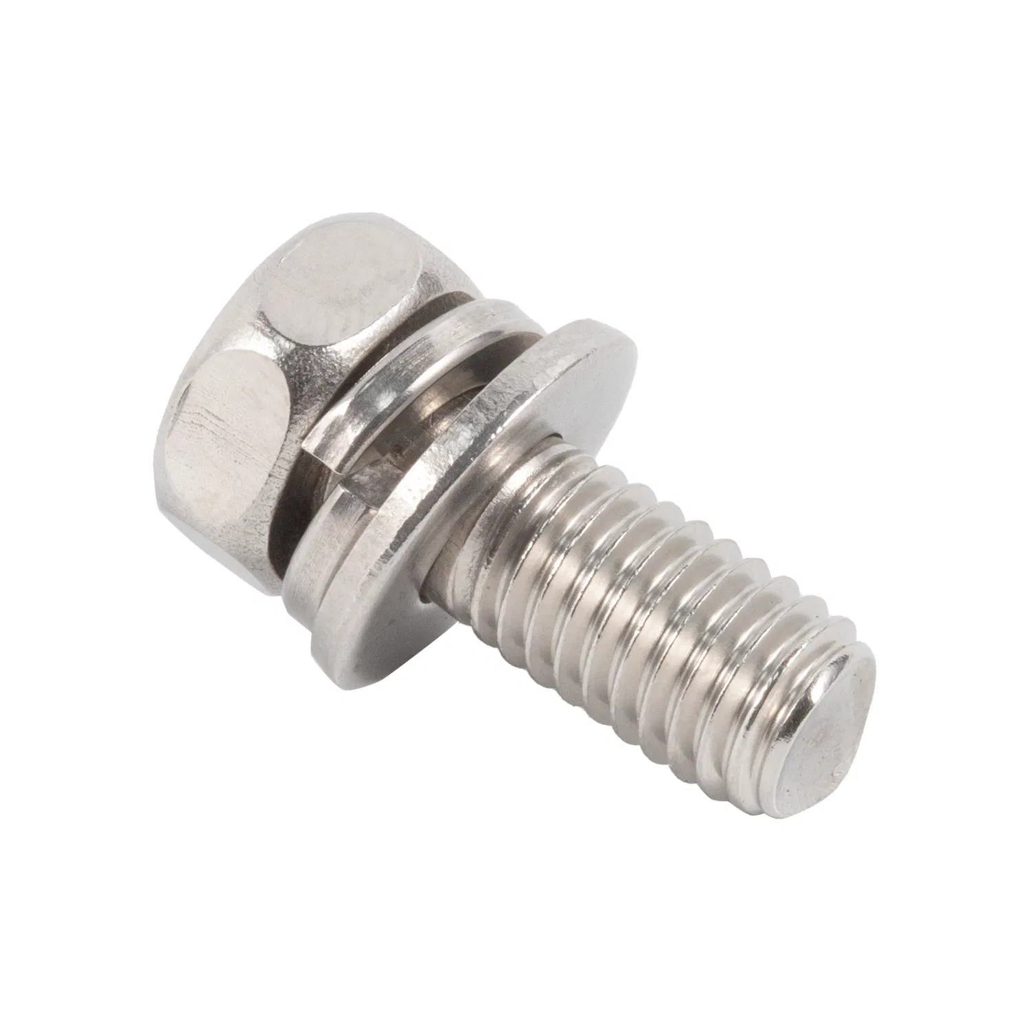 Stainless Steel Hex Head Sems Screws with Spring and Flat Washer Assembly