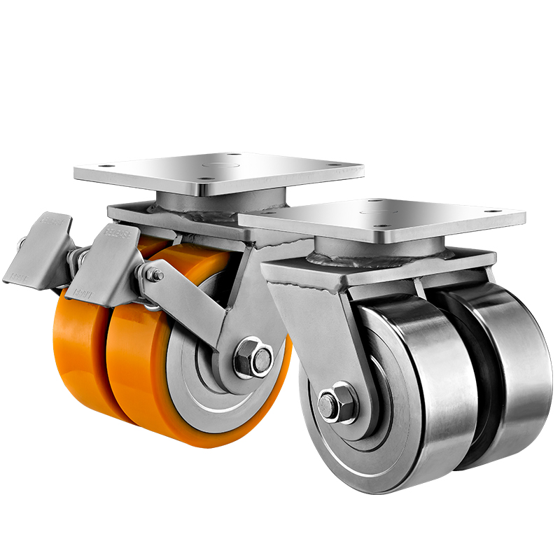 Super Heavy Duty Swivel Forged Steel Twin Wheel Casters 6.7 Ton Load