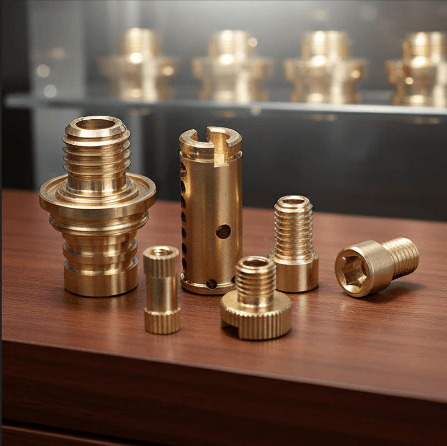 Raccordi hardware in ottone lavorati a CNC su misura