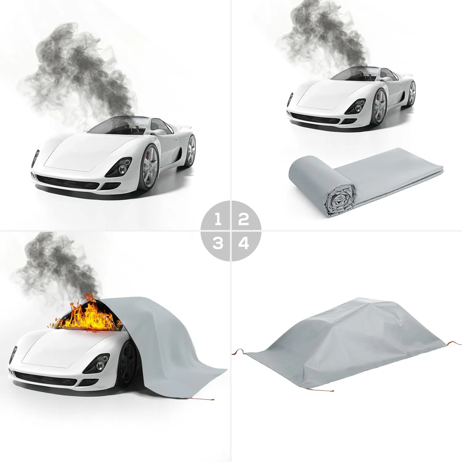EN13501 6X8m 0,5mm silikonbeschichtete Hochsilizium-Feuerlöschdecke für Elektrofahrzeuge und Autos