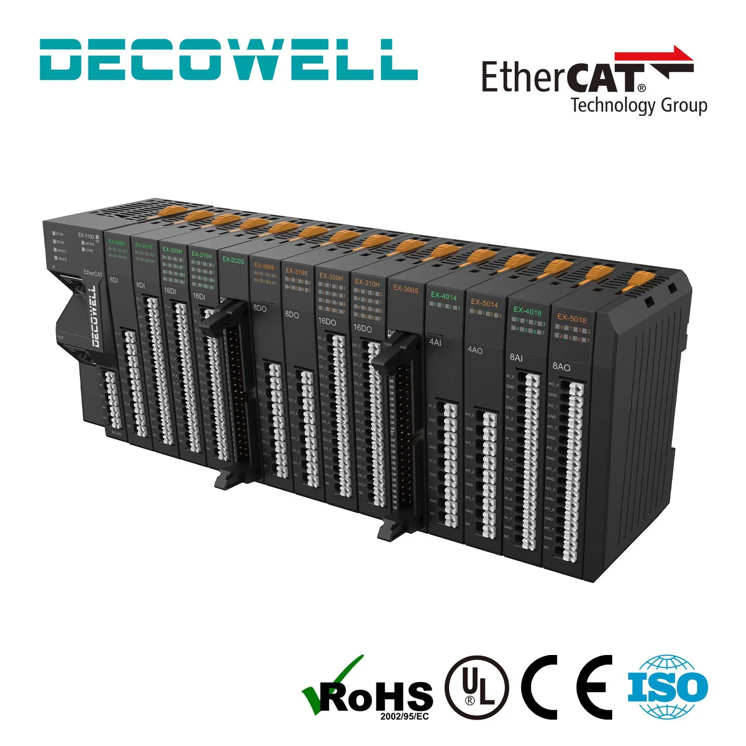 16 Point EtherCAT Remote IO Adapter for PLC, PNP/NPN DIDO Industrial IO Unit