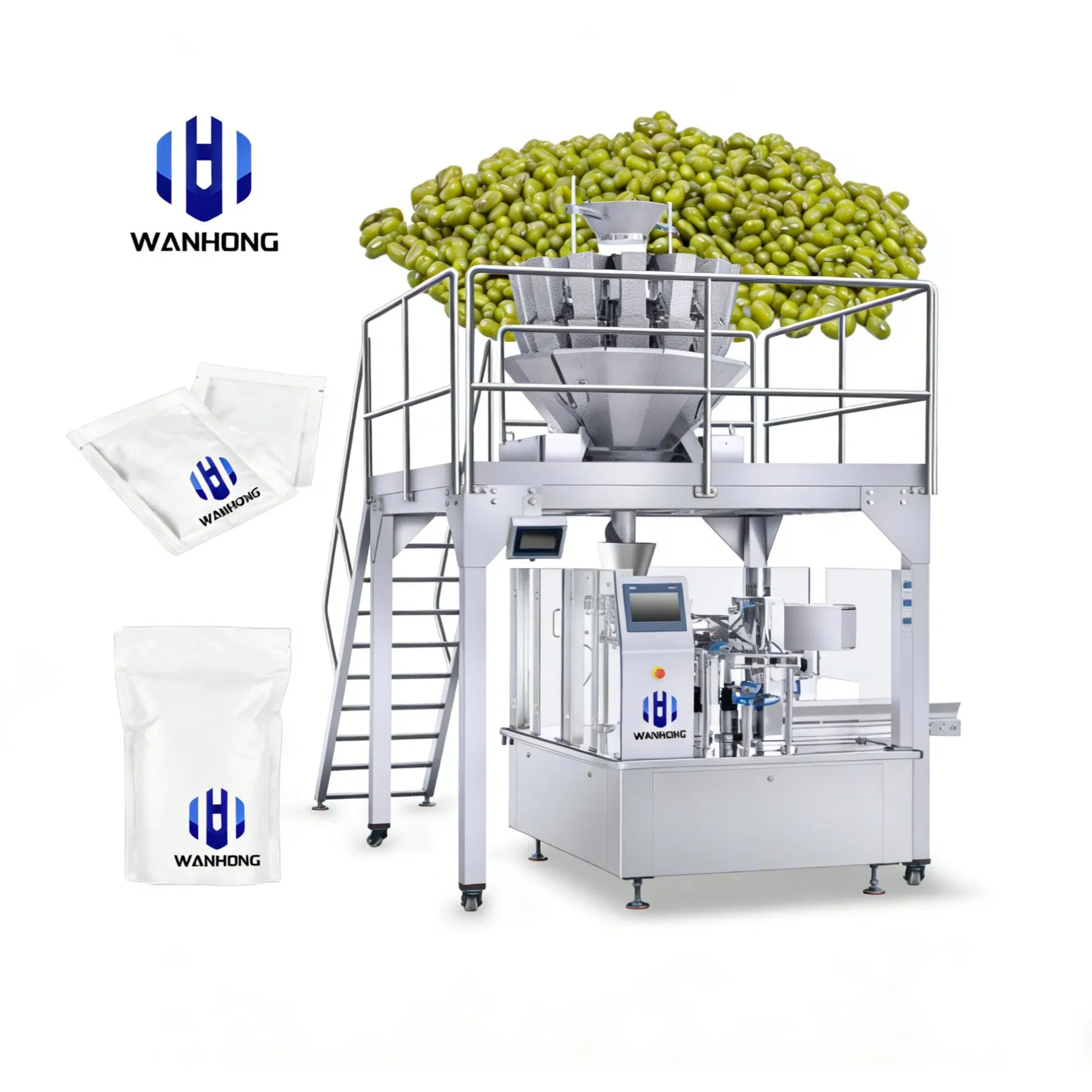 Machine automatique rotative polyvalente d'emballage de sachets pour sucre, aliments, eau, fruits, café