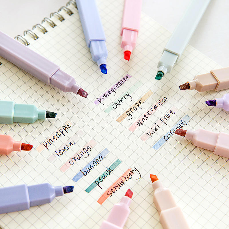 Rectangular Macaron Pastel Colors Set Highlighter Marker Low MOQ