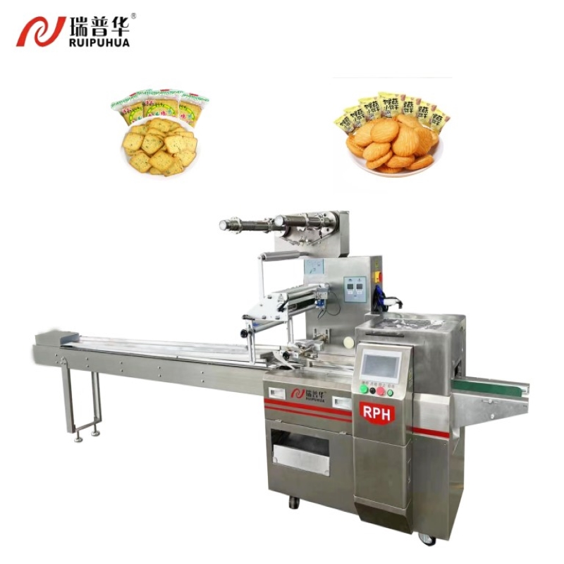 Automatische horizontale Durchlaufverpackungsmaschine vom Kissentyp, multifunktionale Verpackungsmaschine für Kekse, Brot und Backwaren