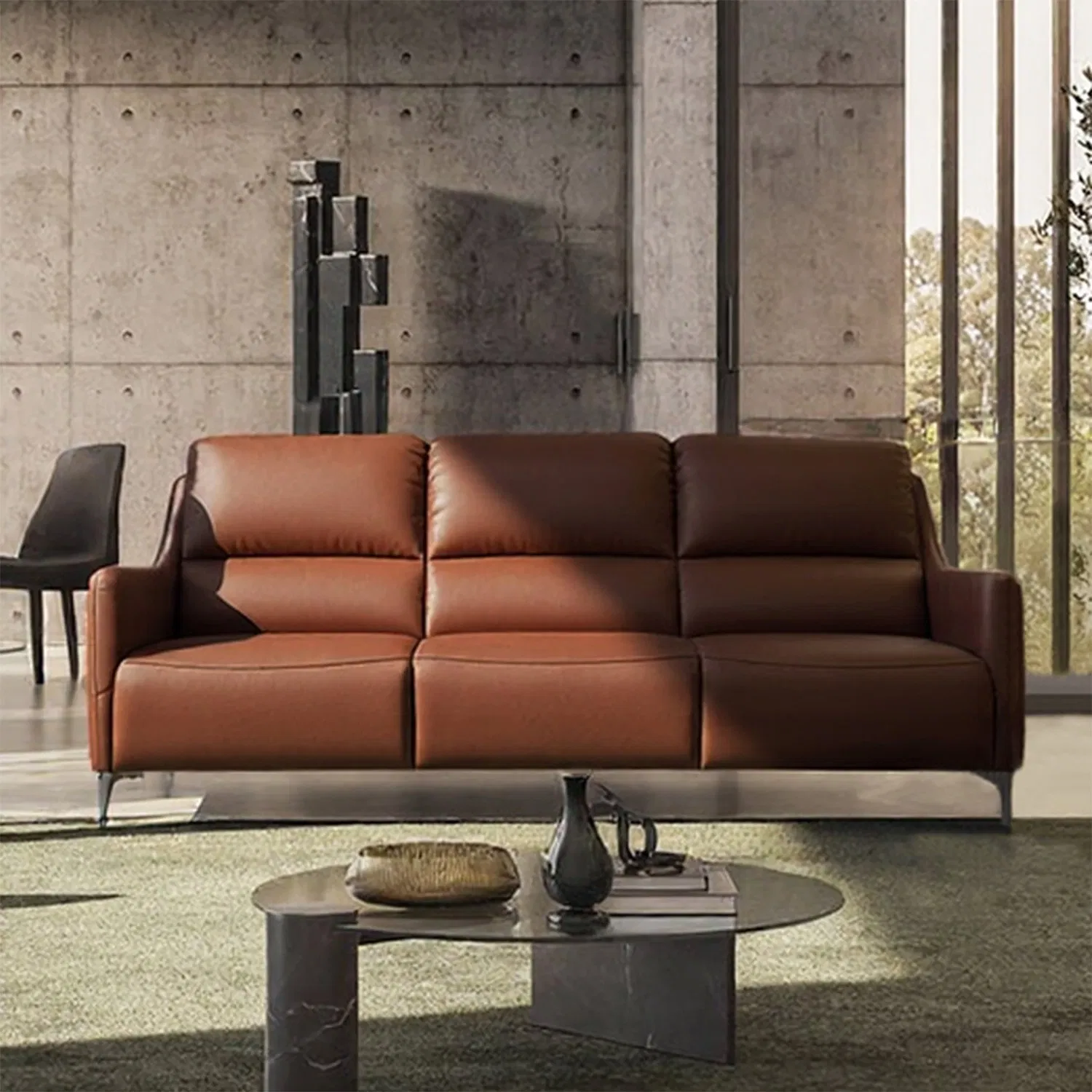 High-End Genuine Leather Sectional Sofa for Living Room