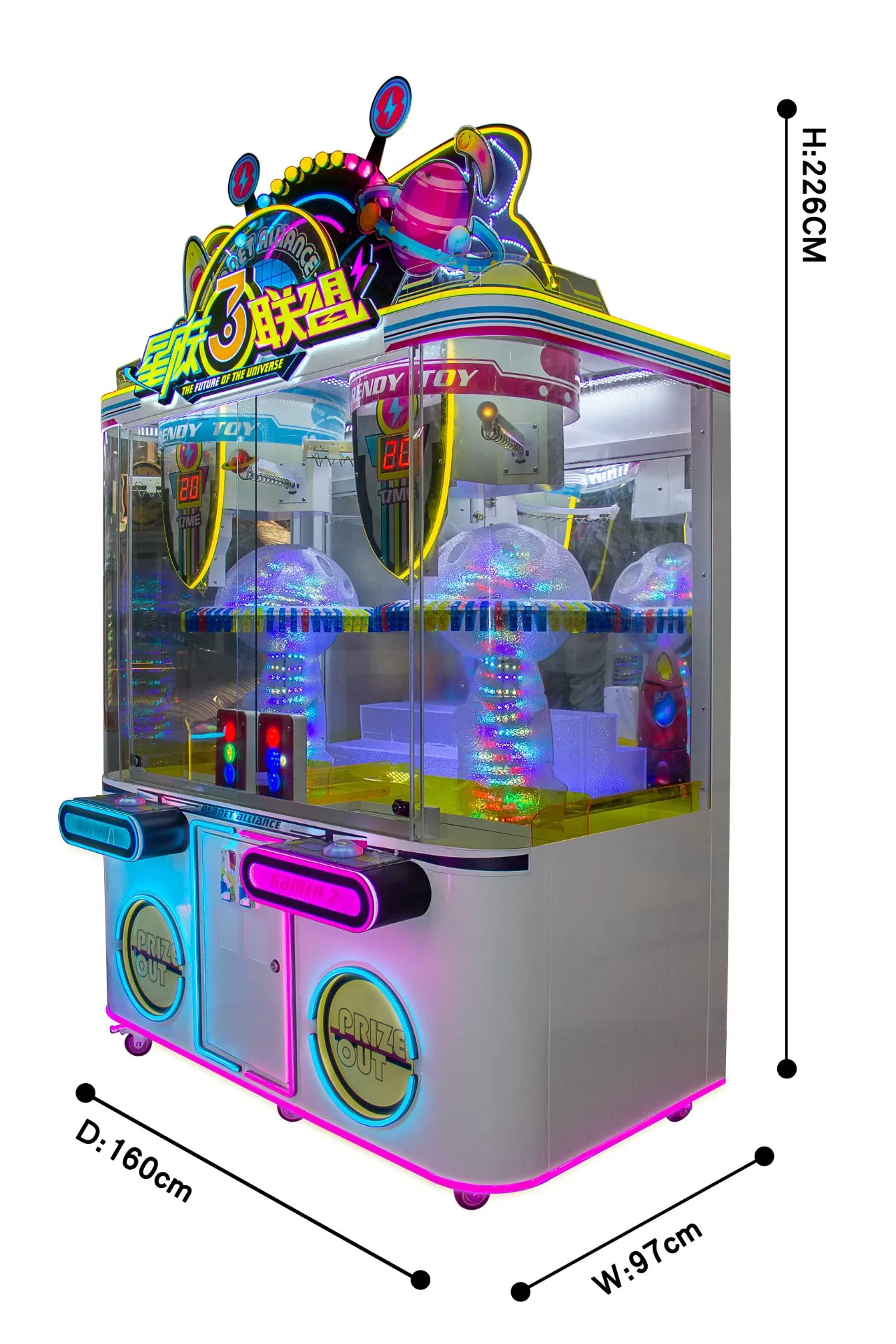 Apparecchiatura arcade indoor per 2 giocatori ruota della fortuna con clip premio regalo distributore automatico macchina artiglio con clip premio per bambini