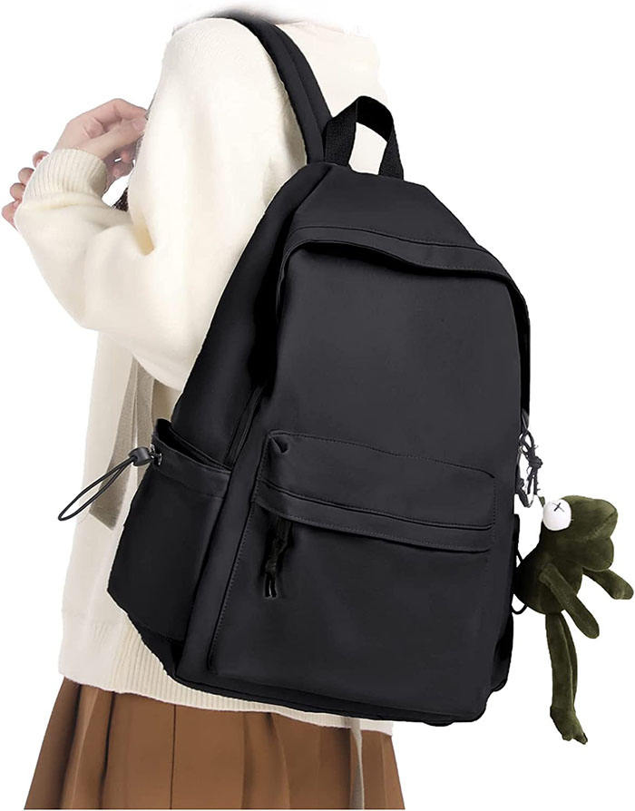 Black Waterproof High School Bookbag School Backpack