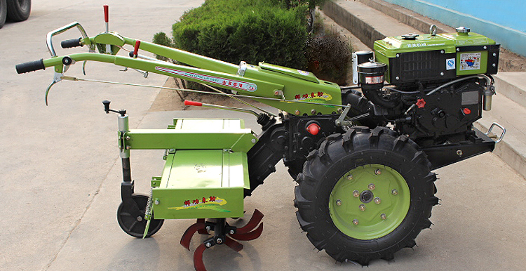 Electric Start Diesel Agricultural Farm Mini Hand Walking Tractors with Double Disc Plough