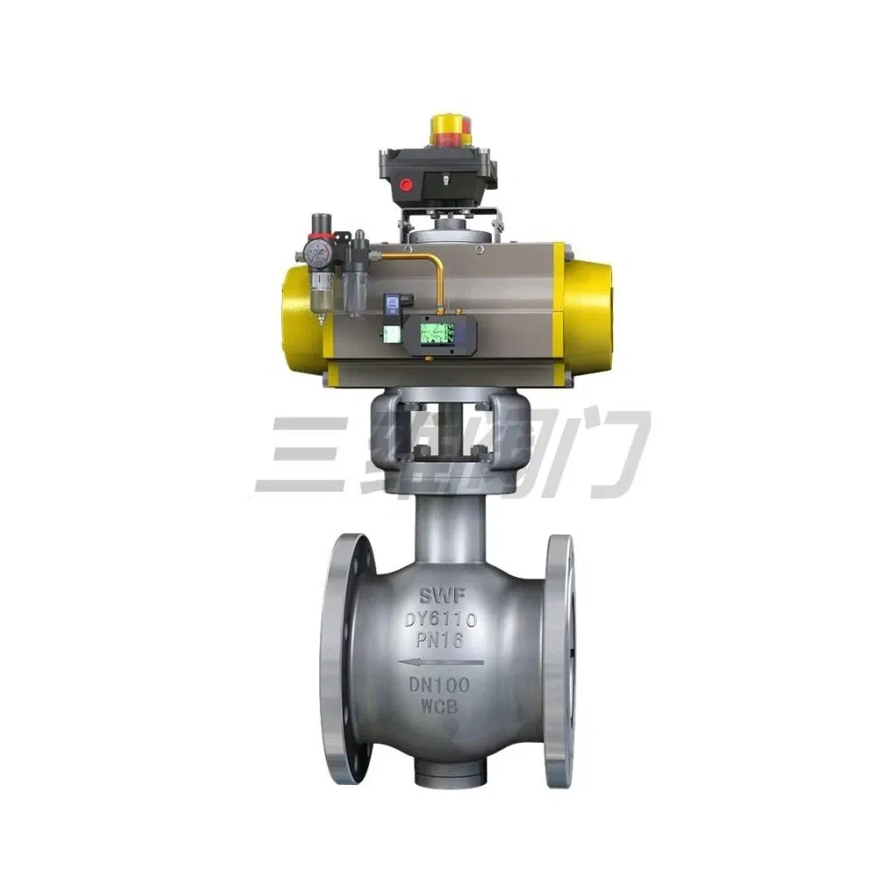 Stahlguss Wcb CF8 Pneumatisches V-Typ-Flanschkugelventil