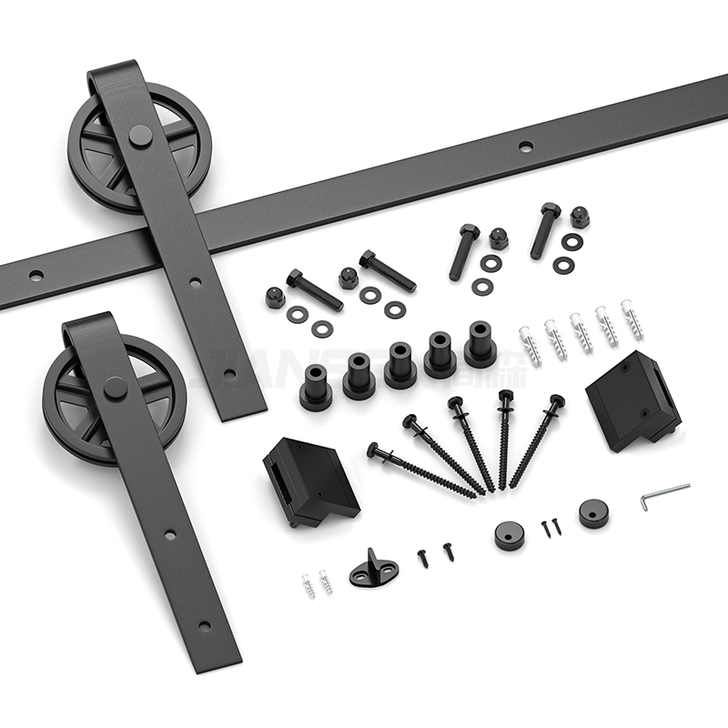 Kit moderno de lujo para puerta corredera de granero con riel vertical electrochapado