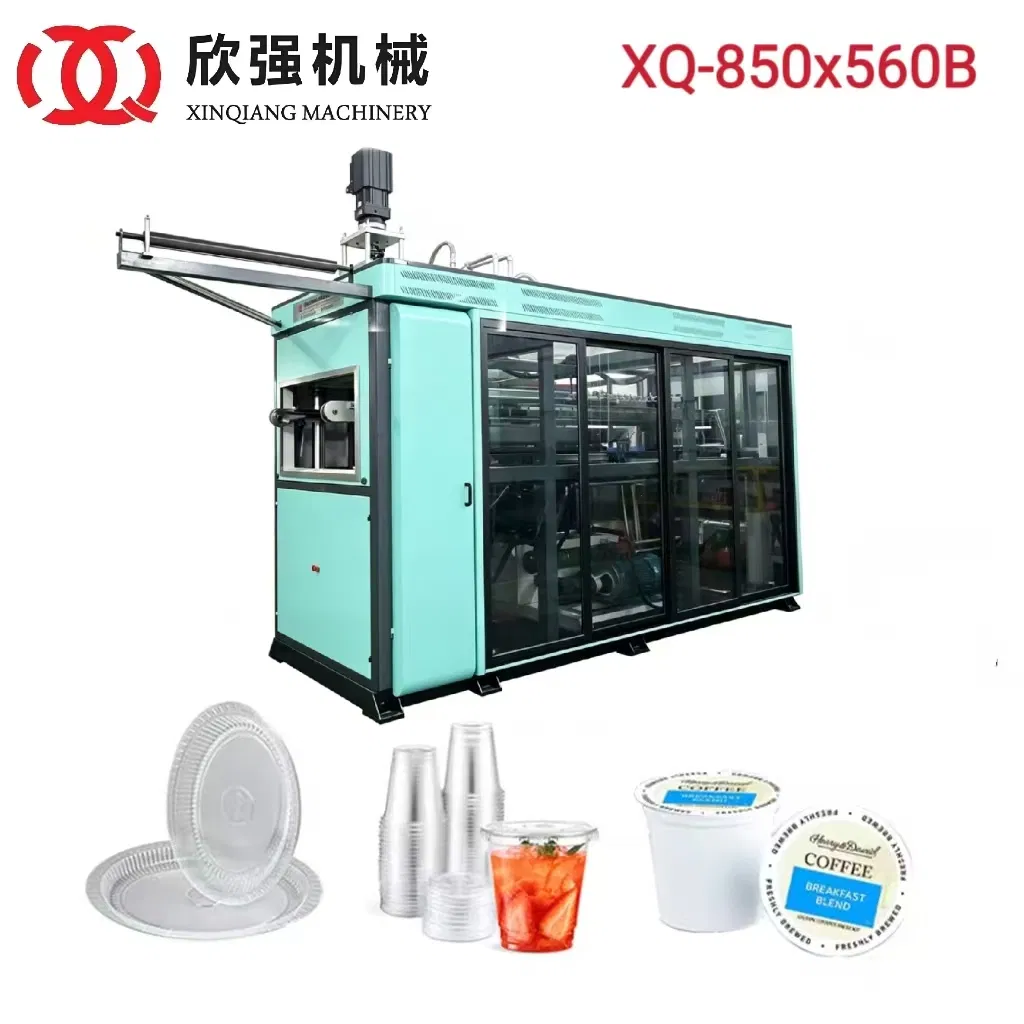 Depth PS Clear Disposable Plastic Cup Making Thermoforming Machine with Double Roll Rewinder and Crusher