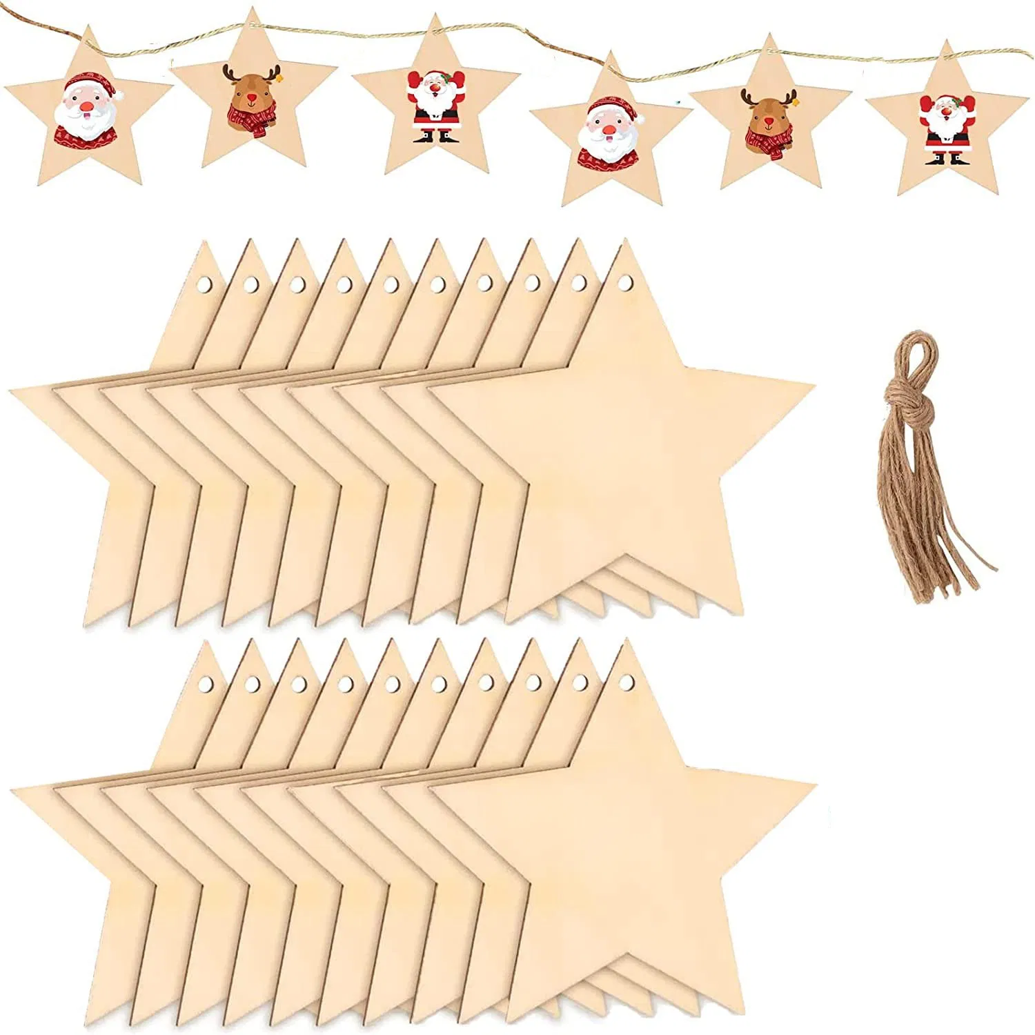 Forme di stelle in legno per lavoretti fai-da-te, pittura e decorazione - Decorazioni sostenibili da appendere per matrimoni, compleanni, anniversari e feste