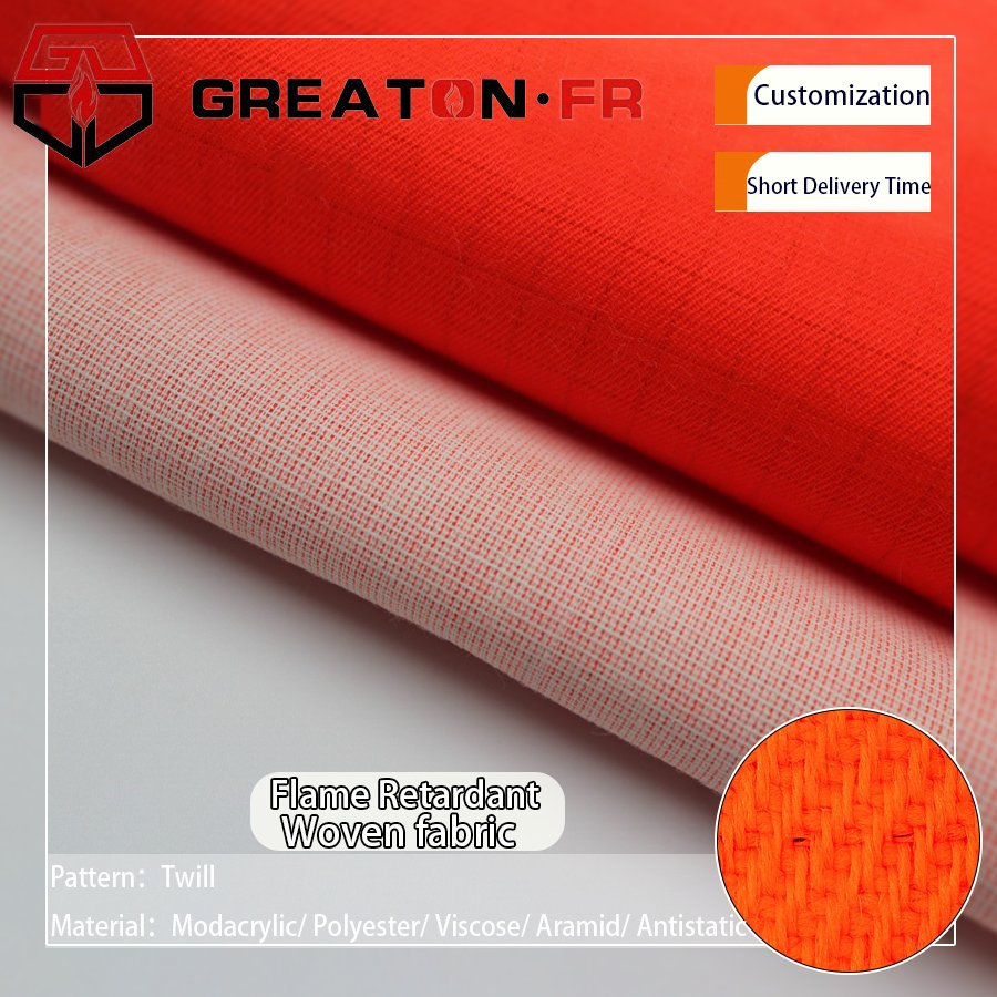 Customized EN 20471 Modacrylic Polyester Viscose Aramid 285 GSM Flame Retardant Twill Fabric for Firefighting Garment