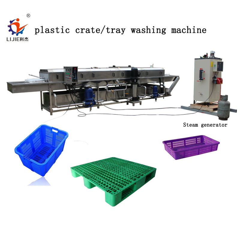 Automatic Turnover Basket Plastic Crate Box Case Tray High Pressure Spray Washing Basket Machine with Hot Water Steam Heating