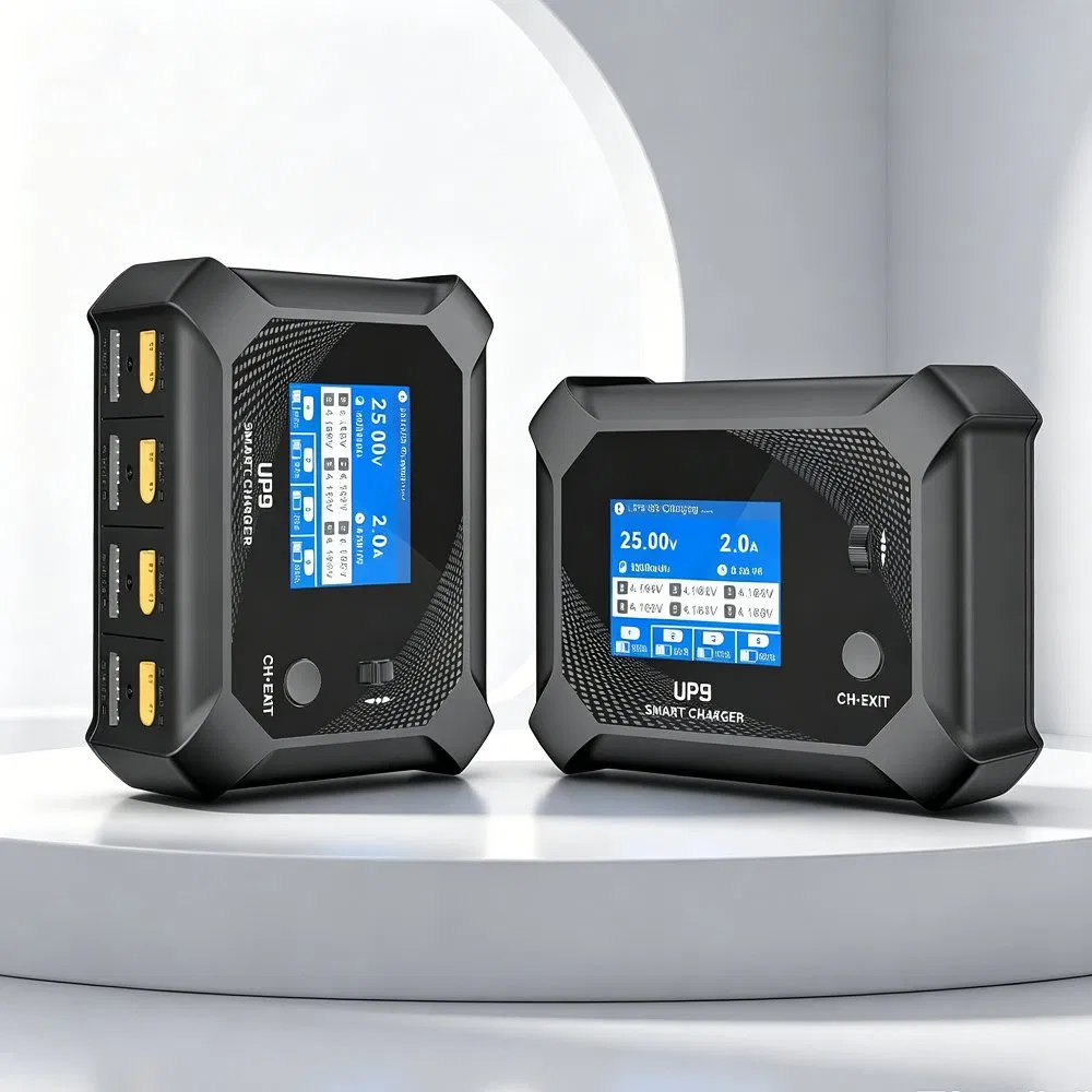 200W 4-Bay Intelligent Battery Charger with 2.4" IPS Display 5A Fast Charging for RC Model Lipo/Li-ion/Pb