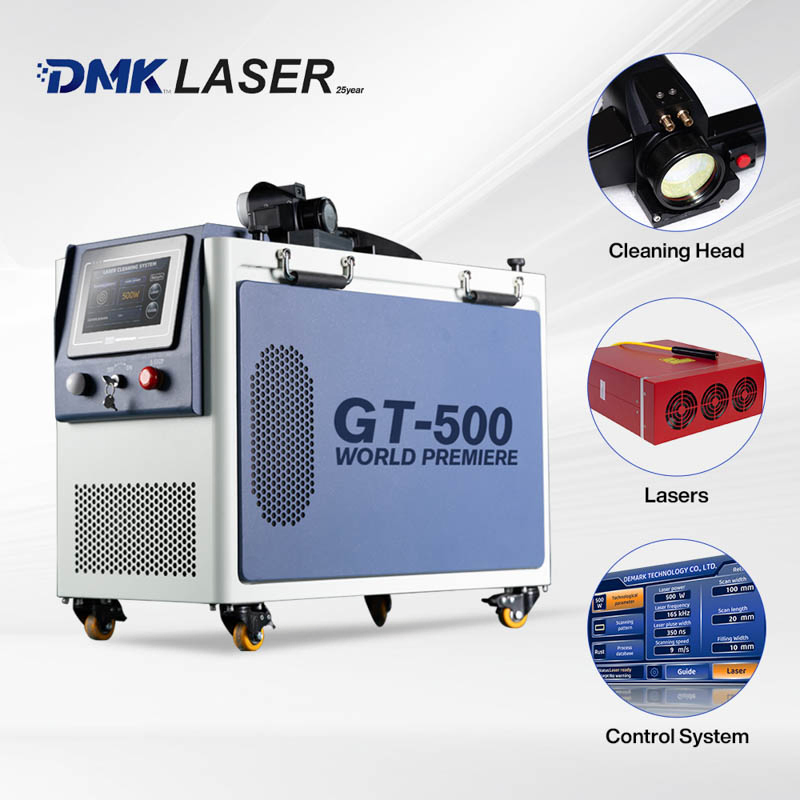 DMK GT-500 CE Certified Air Cooling Portable Pulse Fiber Laser Cleaning Machine 500W for Metal Rust, Paint, Oil Removal Surface Treatment