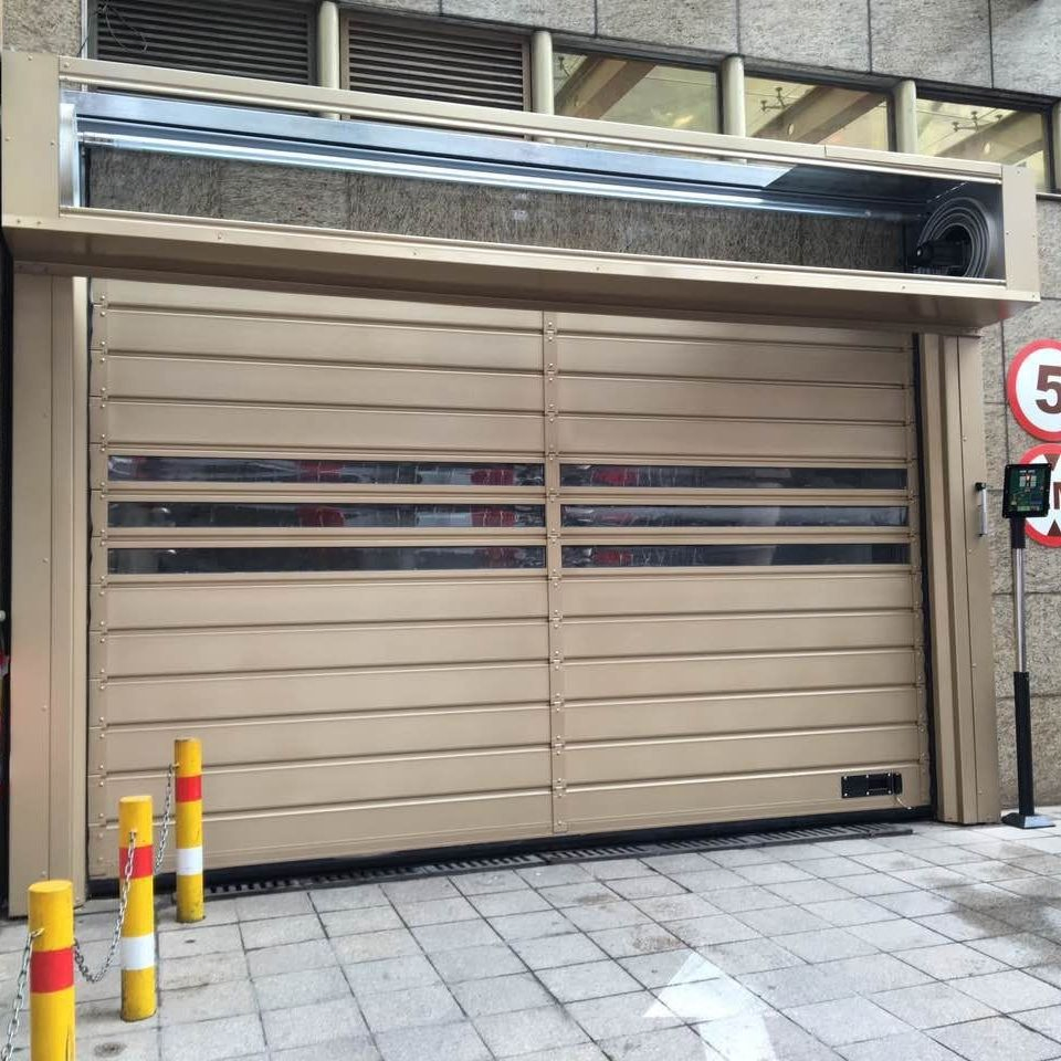 Porte de garage à rideau métallique rapide en alliage d'aluminium automatique à enroulement rapide à haute vitesse à action rapide en spirale de sécurité pour entrepôt