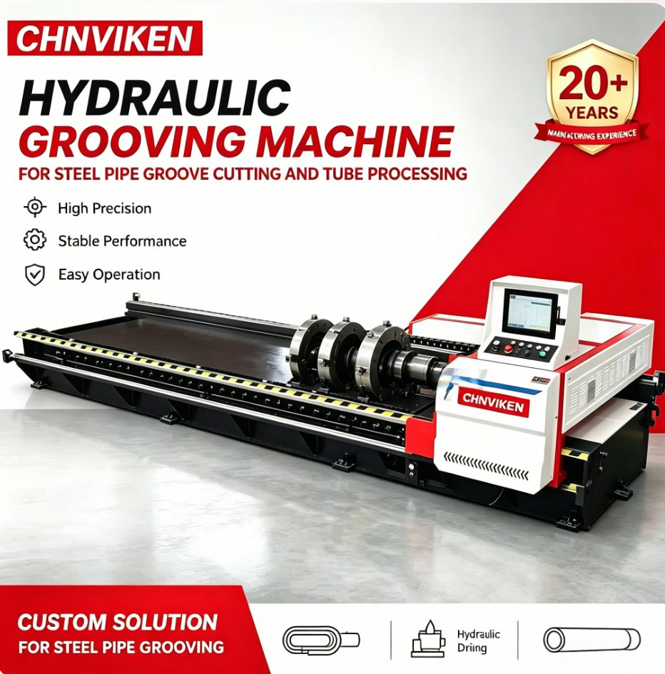 Machine à rainurer les tuyaux hydraulique de haute précision pour service intensif, équipement de coupe de rainures pour tuyaux en acier lisse à haut rendement