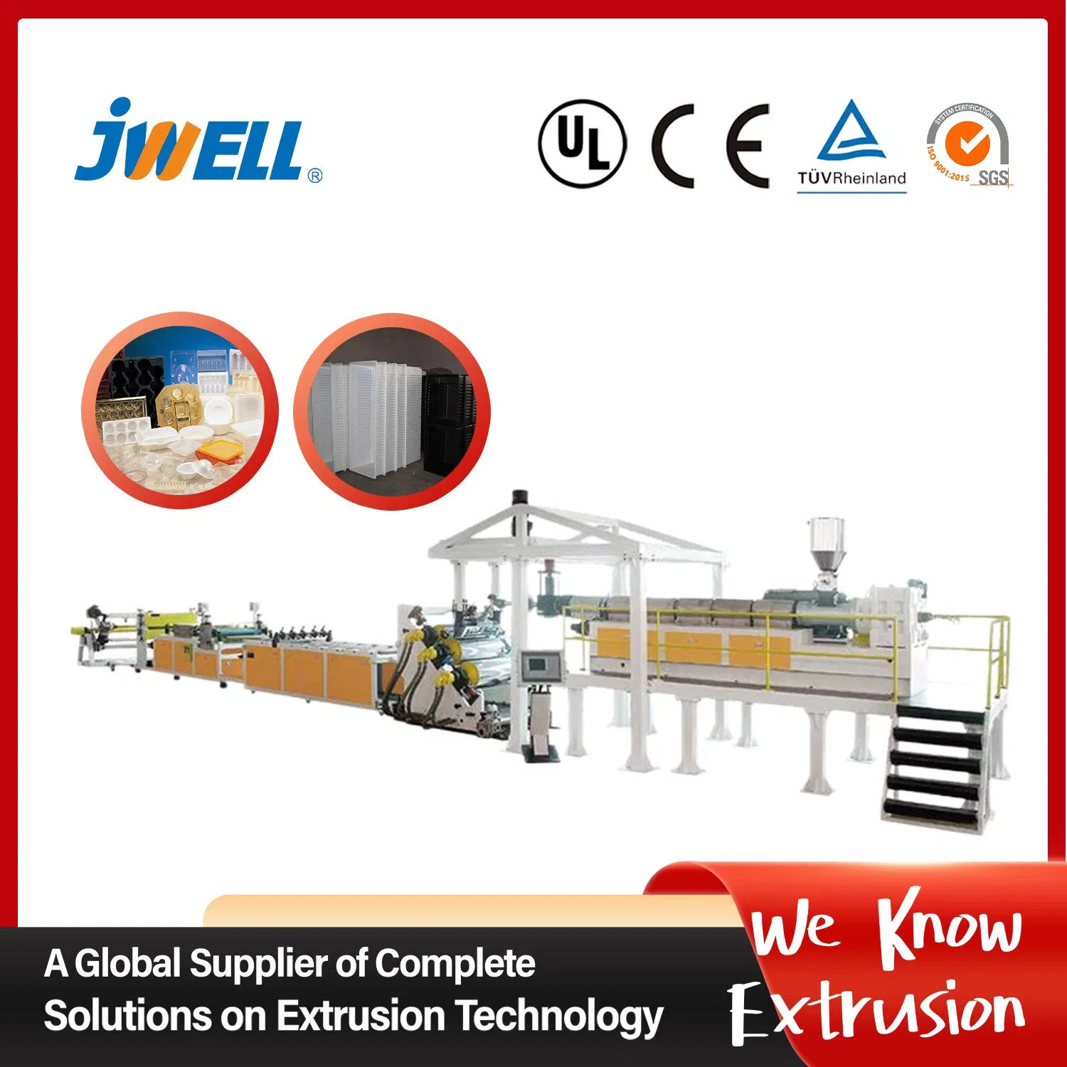 Jwell PP/PS/EVOH High Barrier Sheet/Board/Plate Extrusion Line Plastic Making Machine