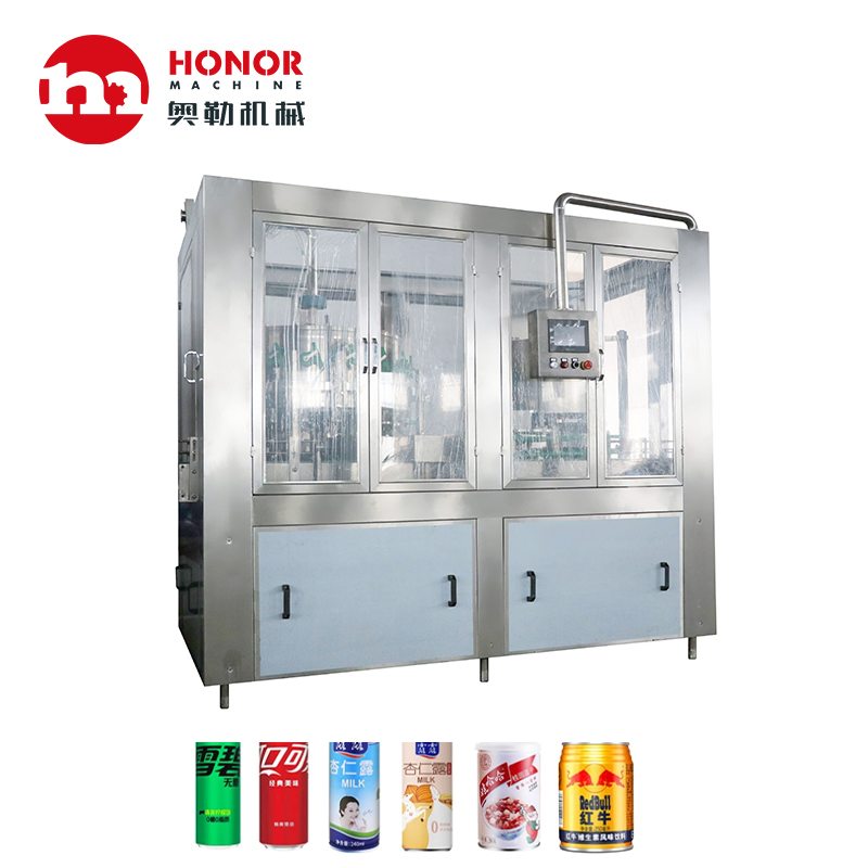 Macchina per il confezionamento e la produzione di bevande completamente automatica per lattine in alluminio di piccole dimensioni da 250 ml e 330 ml per succo, acqua, bibite analcoliche, con riempimento, sigillatura, etichettatura, lavaggio, soffiaggio e imballaggio