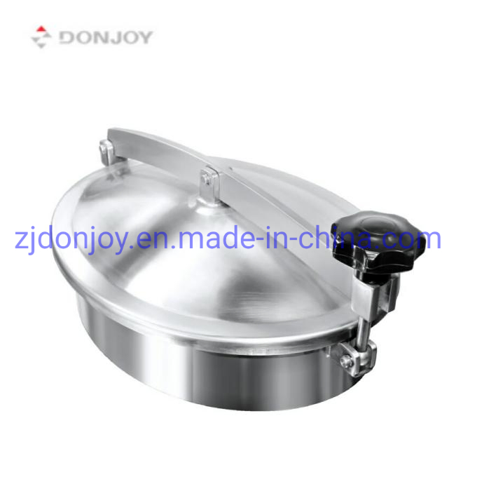 Sanitary SS316L Oval Non Pressure Man Hole Cover with Plastic Handwheel Simple Polish