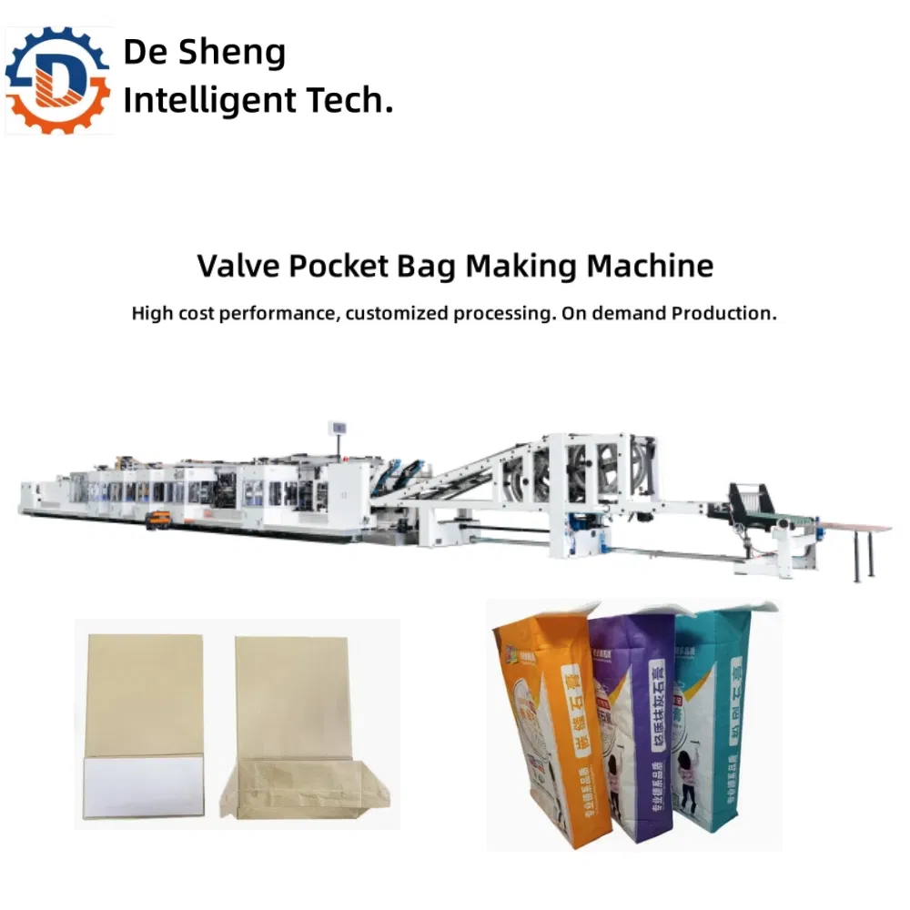 3 Layer Cement Glued PP Woven/Kraft Paper/BOPP Valve Packing Pocket Sack Bag Sealing Making Machine