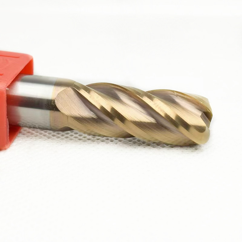 Wyk High Precision CNC Freze Carbide End Mill 4-Blade Bronze Round Nose Knife Solid Carbide Corner Radius Milling Cutter for Steel Machining