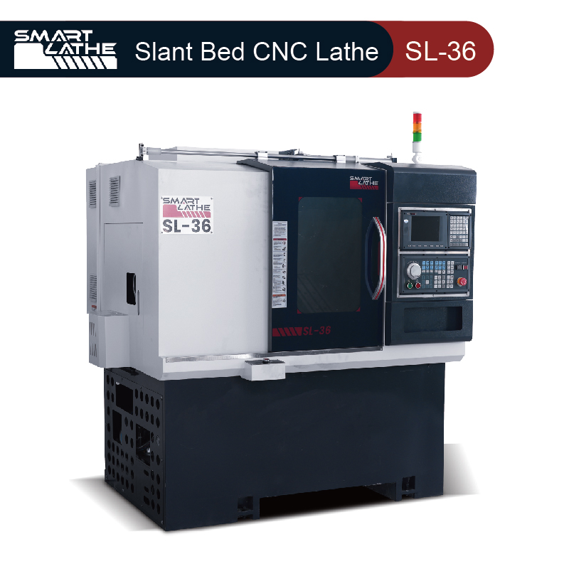 SL-36 Live Tool Hydraulic Chuck CNC Lathe, Slant Bed CNC Lathe with 20mm Tool Holders Y-Axis for Grooving, Drilling, Radial OD Cuts