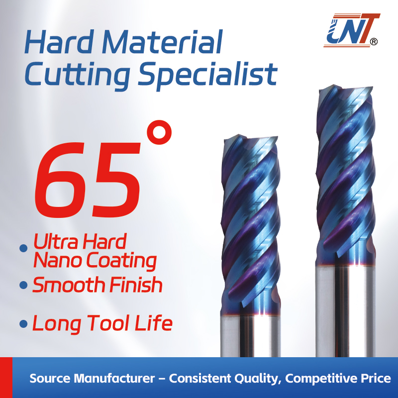 UNT Precision 4-Flute Nano Blue HRC65 Carbide Flat End Mill