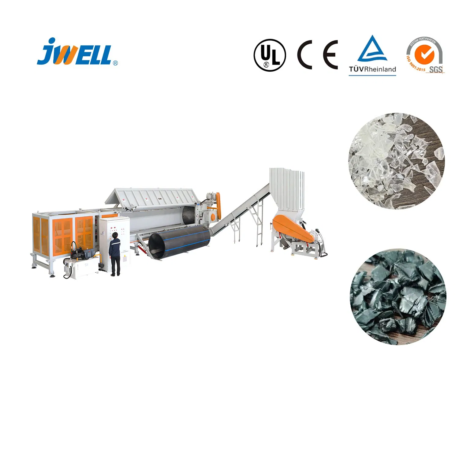 آلة تقطيع وسحق الأنابيب من Jwell لإعادة تدوير نفايات البلاستيك