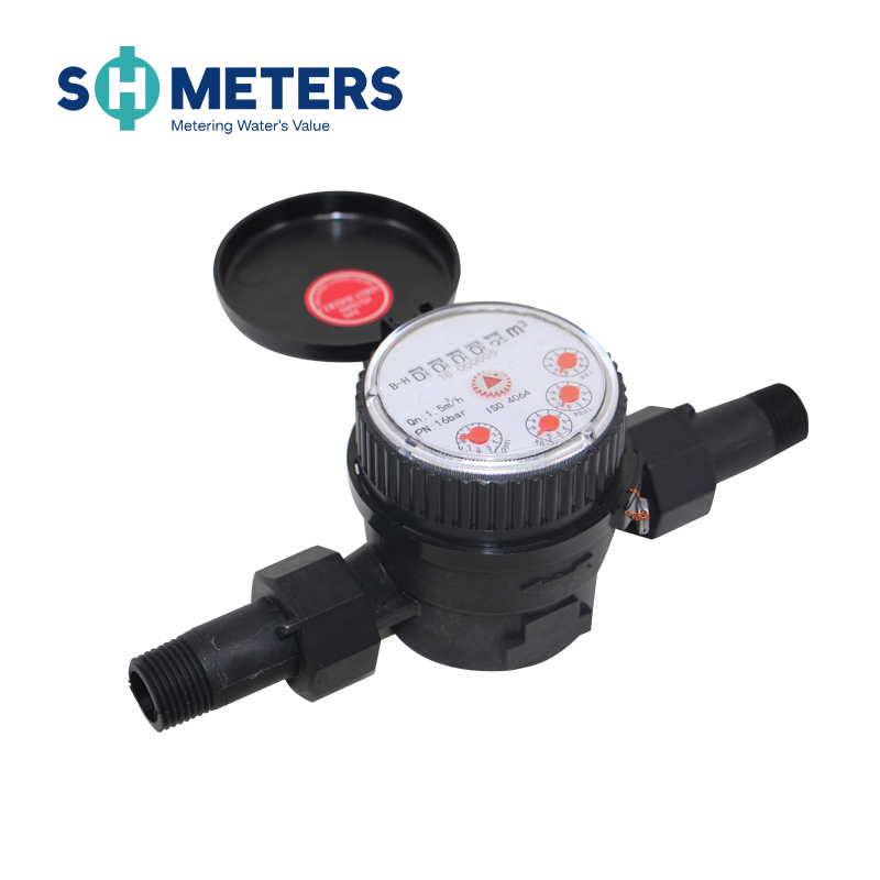 Compteur d'eau à jet unique domestique en plastique à cadran sec de classe B 1/2 pouce