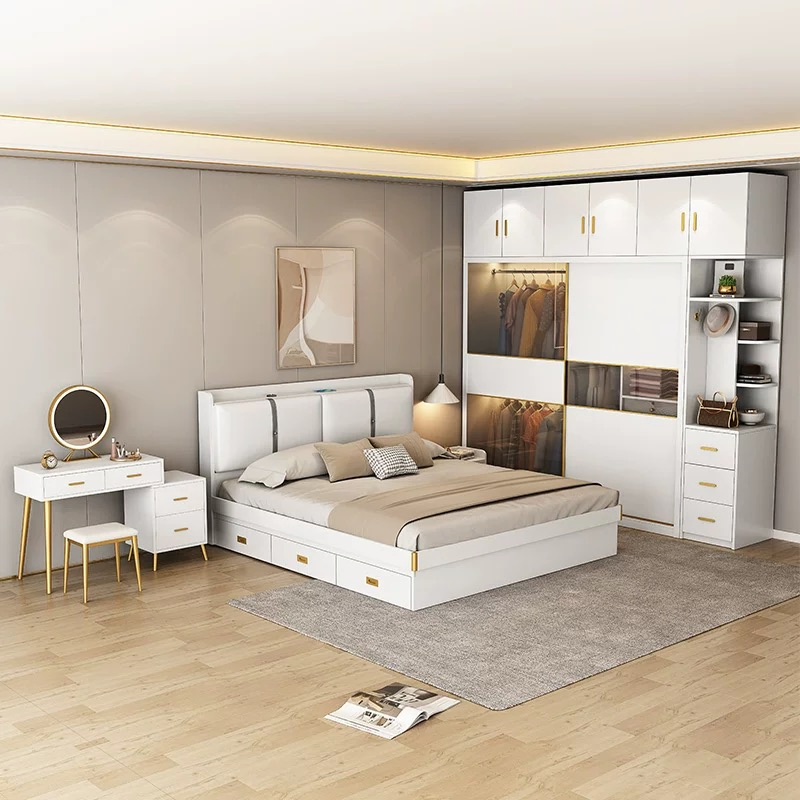 Modern King Size Wooden Queen Double Full Bedroom Set Furniture