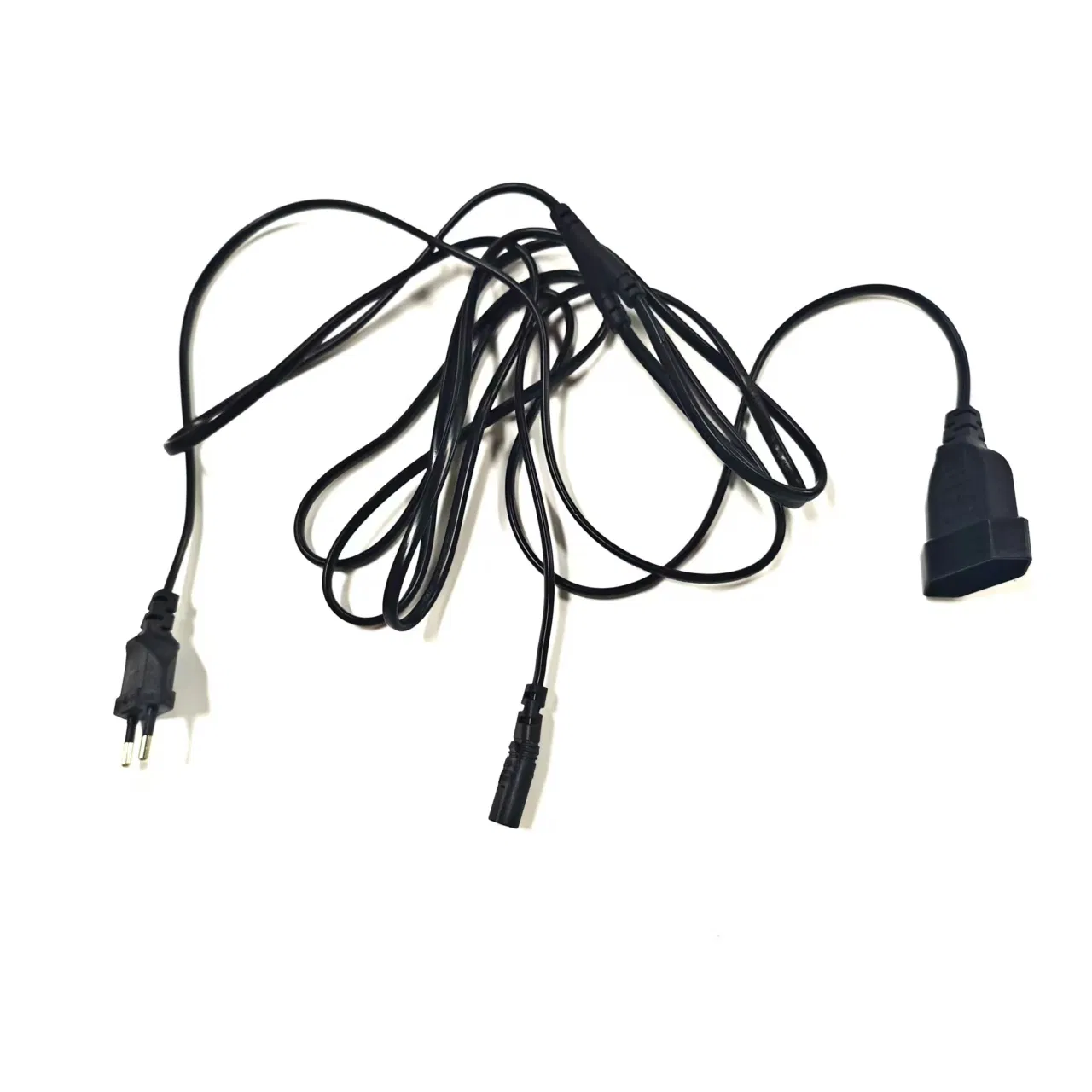 Individuelles Y-Adapter-Netzkabel H03vvh2-F 2X0,75mm² EU-Stecker auf 1X EU-Buchse + 1X C7 Figure-8-Stecker 2-poliges Y-Splitter-Kabel