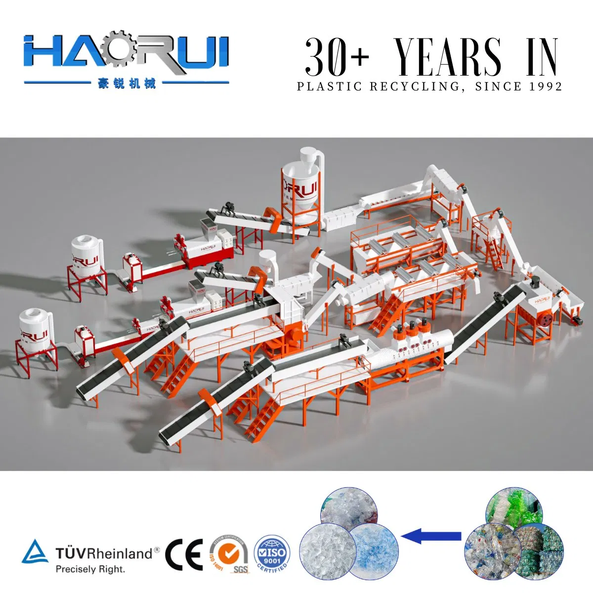 Advanced Recycle Washing System Plastic PET Bottles Flakes Crushing Washing Recycling Machine