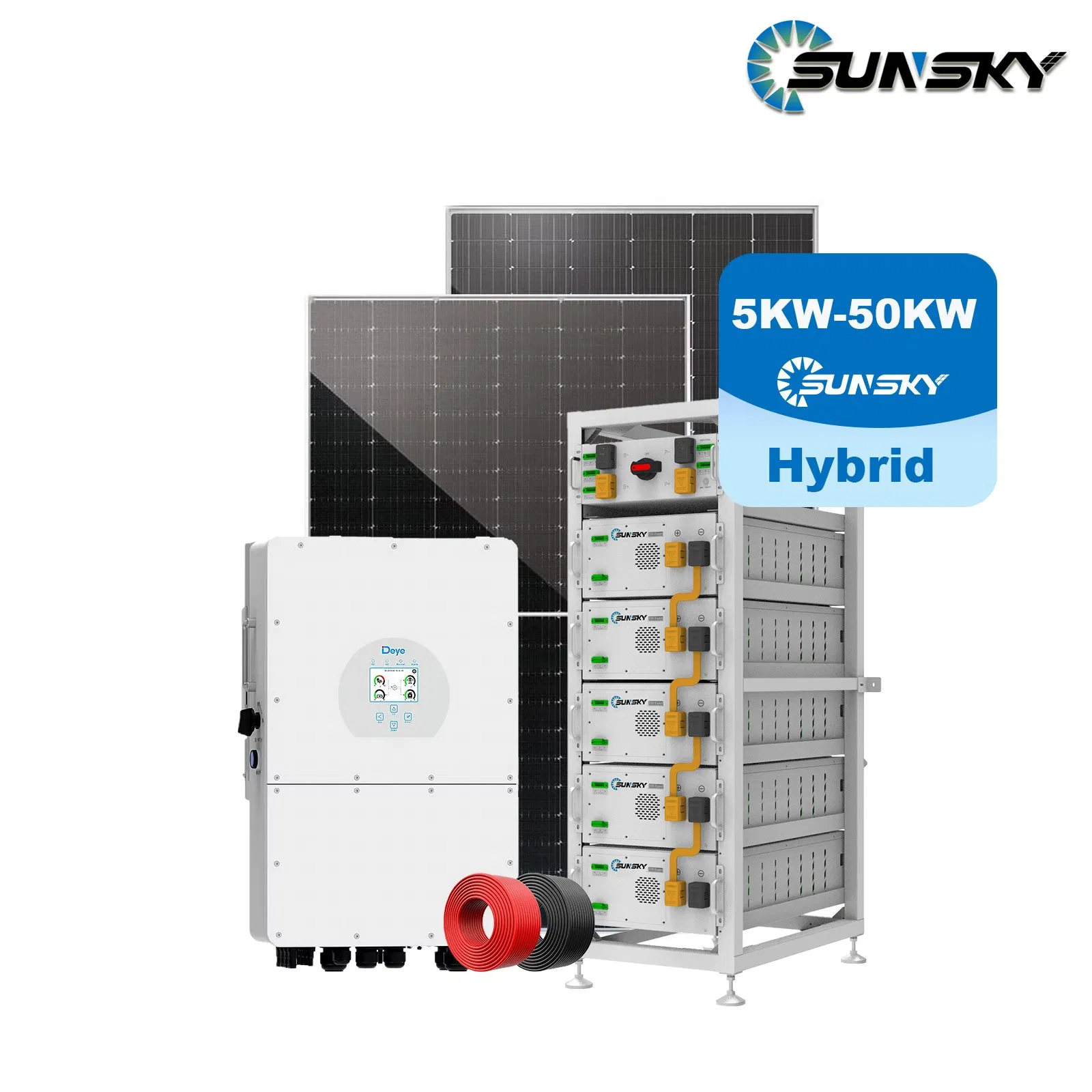 Residential Hybrid 5kw 10kw 20kw 30kw PV Panels Solar Energy Power System with 20kwh 50kwh 30kwh Lithium Storage Battery for Home Use