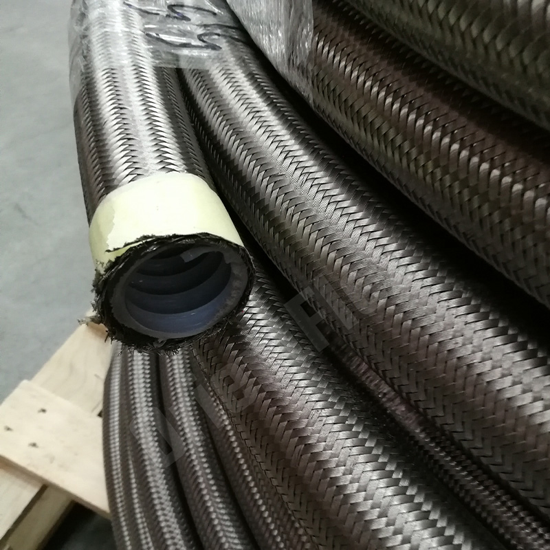 SAE 100 R14 PTFE Lined Stainless Steel Braided Hydraulic Hose