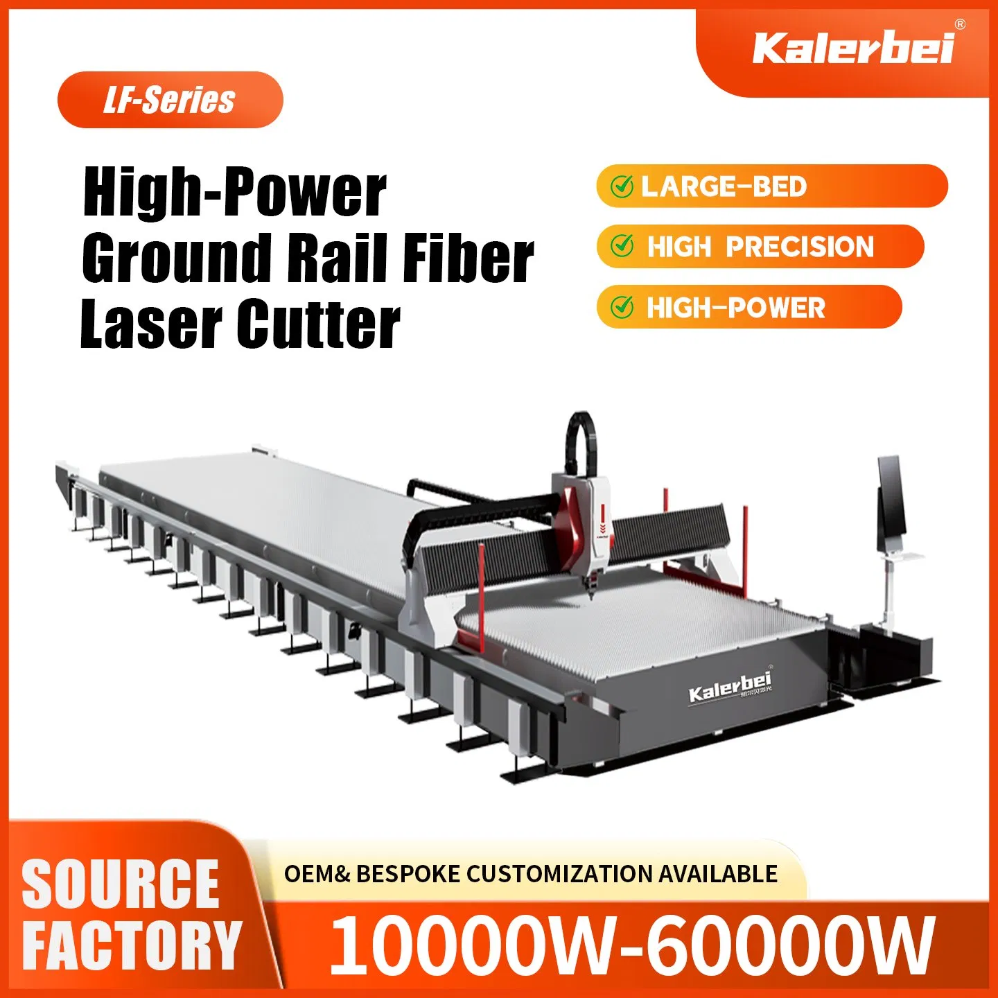 High-Power Large-Format Gantry Rail Fiber Laser Sheet Metal Plate Cutting Machine 12000W 20000W