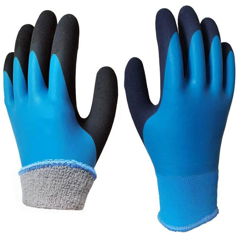 Waterproof Insulated Nylon Acrylic Fleece Double Lined Latex Fully and Palm Sandy Double Coated Thermal Winter Work Gloves