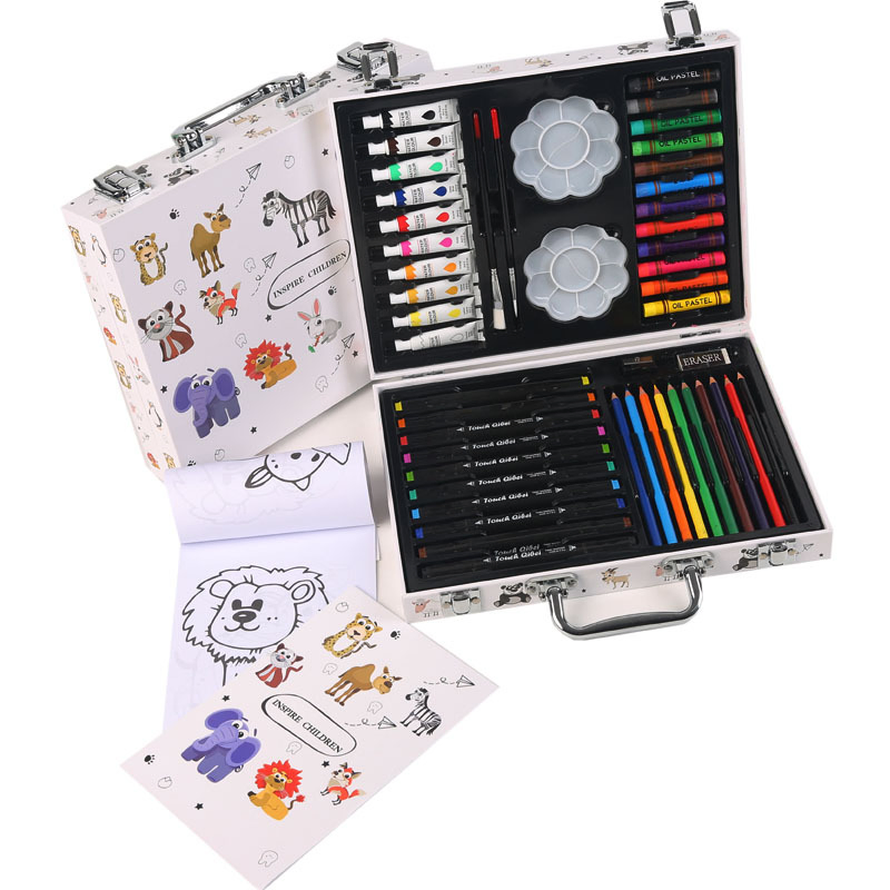Water Color Pen Crayon Oil Pastel Painting Drawing Tool Wooden Box Art Set