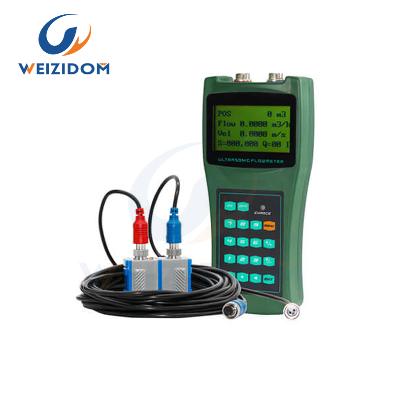 LCD Display IP67 Transmitter Power Battery Handheld Ultrasonic Flowmeter for Water/Acid Liquid/Oil/Beer/Alcohol
