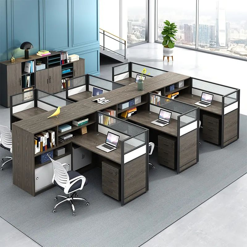 Scrivania per ufficio moderno, postazione di lavoro modulare per computer, cubicolo in stile ufficio