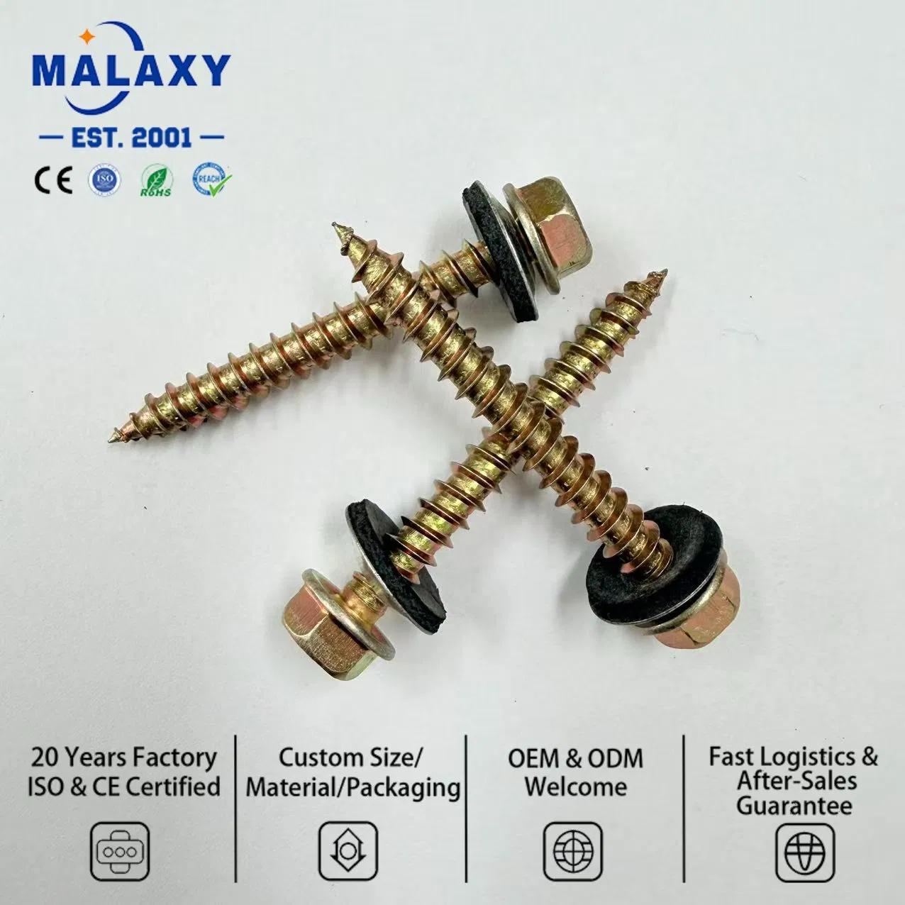 Alloy Steel Yellow Zinc Plated Hex Head Self Tapping Screw