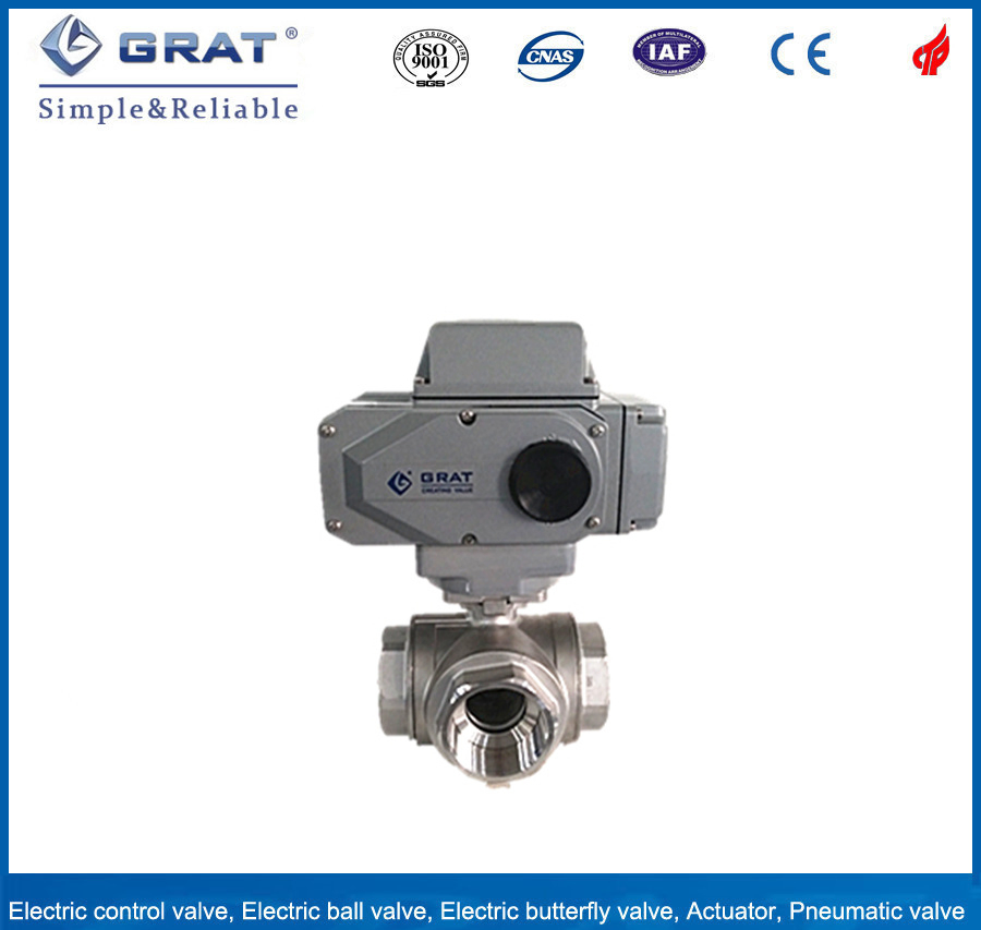 Electric Rotary Actuator 3 Way Stainless Steel Mixing Valve