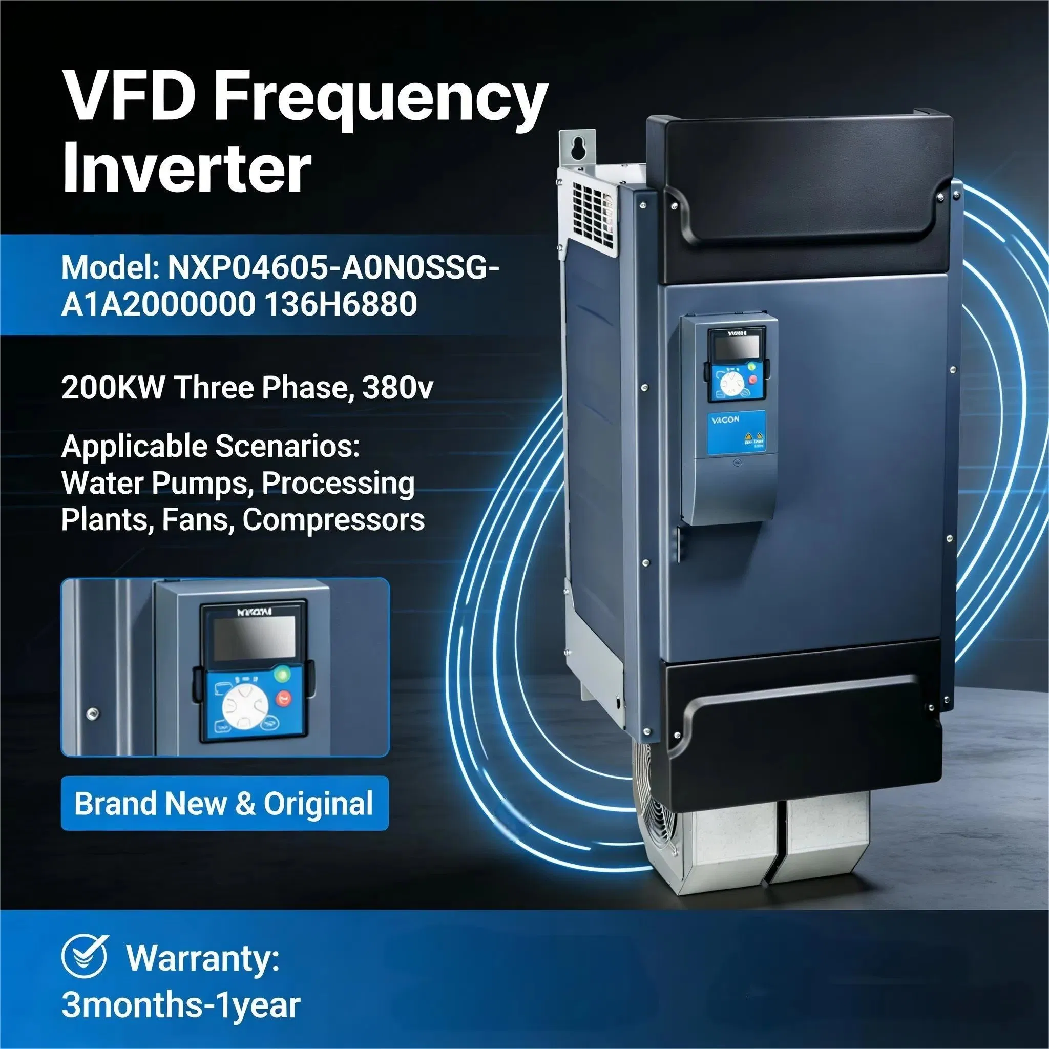 Vacon NXP04605-A0n0ssg-A1a2000000 Three Phase 200kw 380V AC VFD Drive Frequency Converter